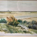 Watercolor signed Les Saintes Maries, Camargues