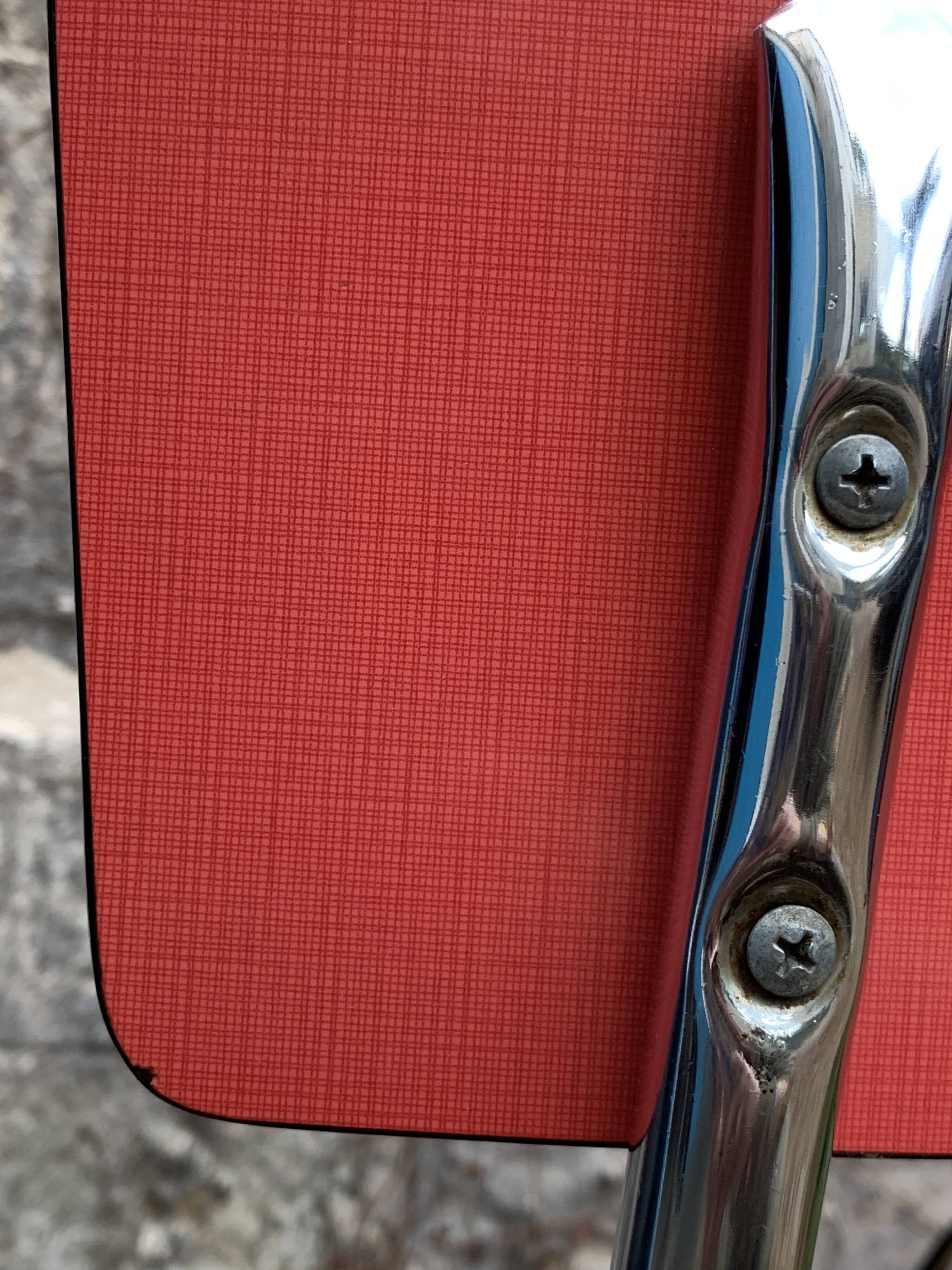Pair of red Formica chairs Roc 1960