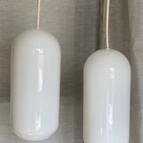 Vintage 1970 opaline suspension pair cigar shape