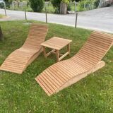 Sun lounger (2) + table