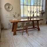 Aranjou farmhouse table in blond elm, 1950s