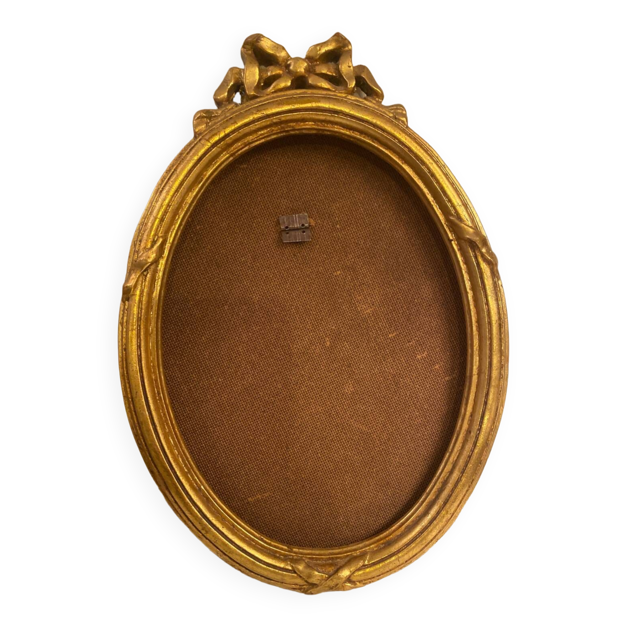 Golden oval wooden frame