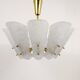 J. T. Kalmar Mid-Century Brass Suspension, Textured White Glass, 1950s
