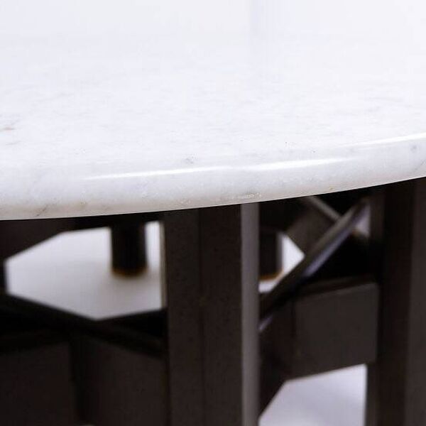 Jan Vlug Coffee Table with Round Marble Top - 1970s - Belgium