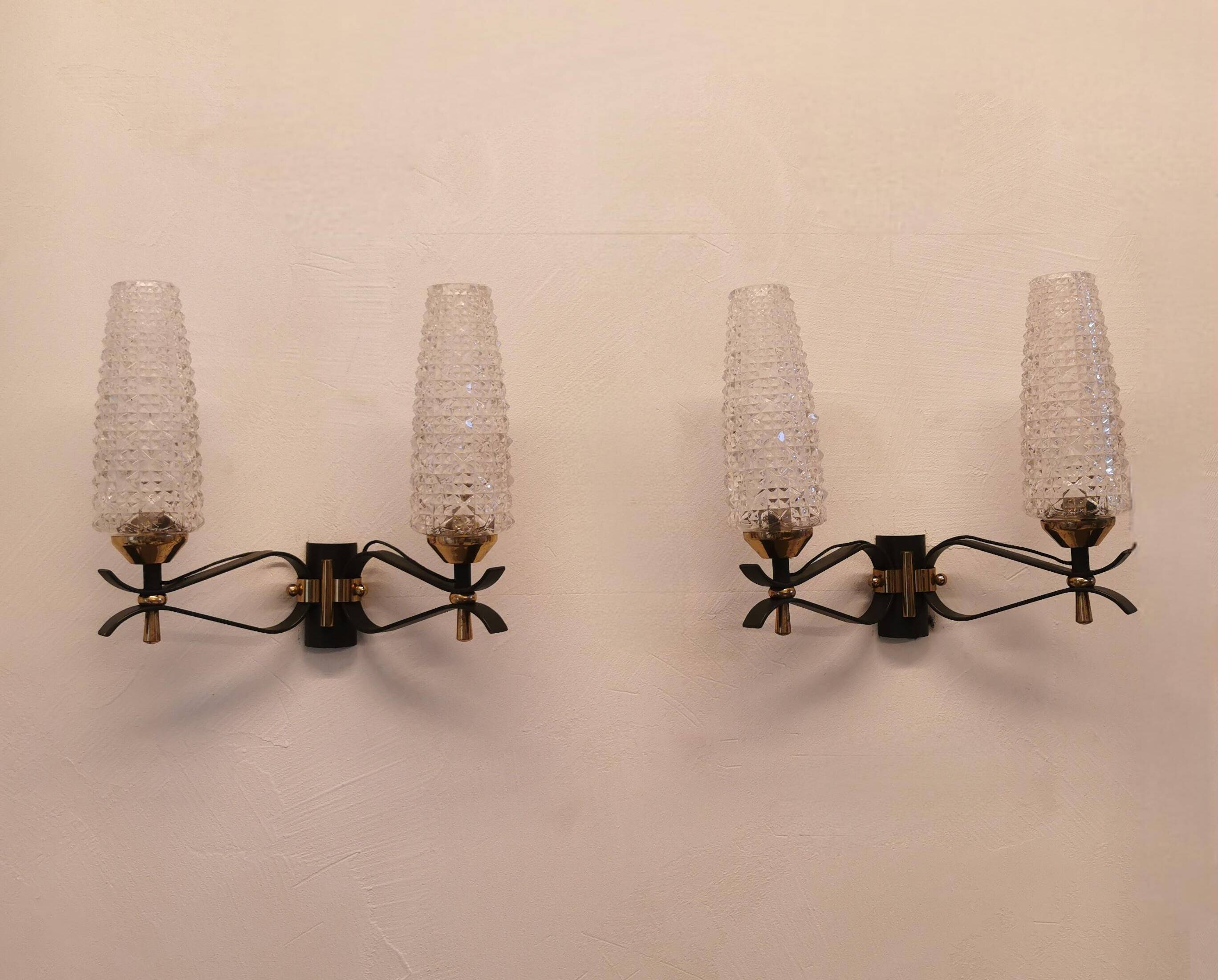 Pair of double lighting wall lights