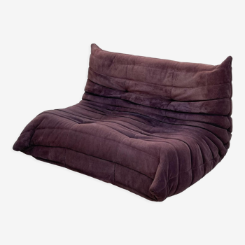 Canapé 2 places violet Togo par Michel Ducaroy pour Ligne Roset en tissu original