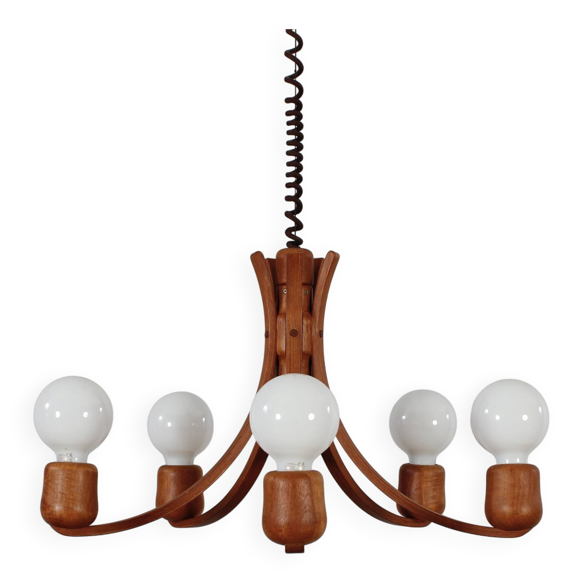Vintage teak Candela pendant lamp Domus Danish design