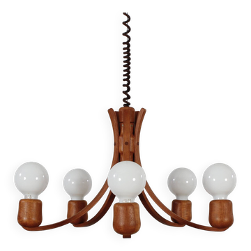 Lampe à suspension Candela en teck vintage design danois Domus