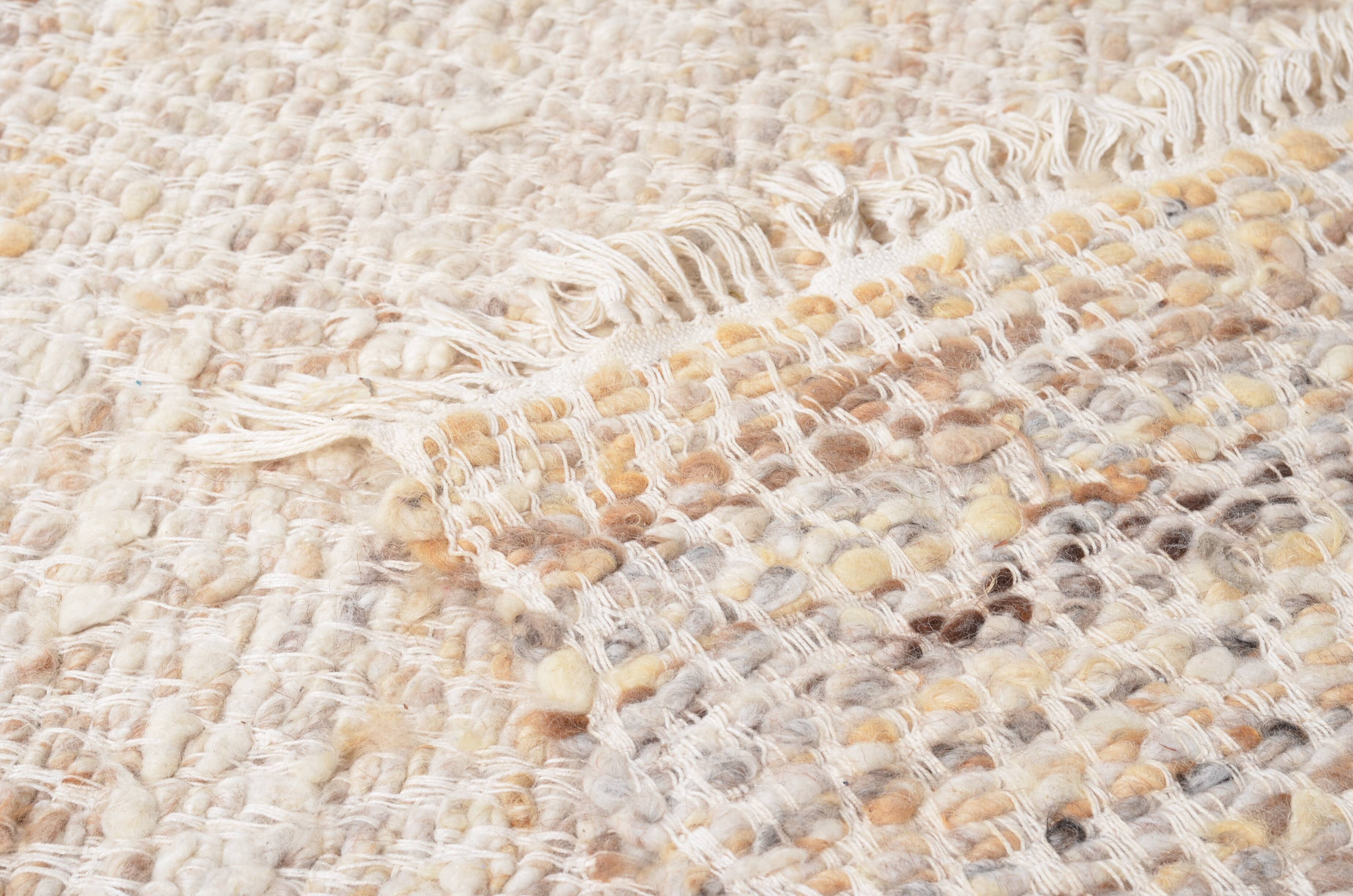 Vintage beige wool rug