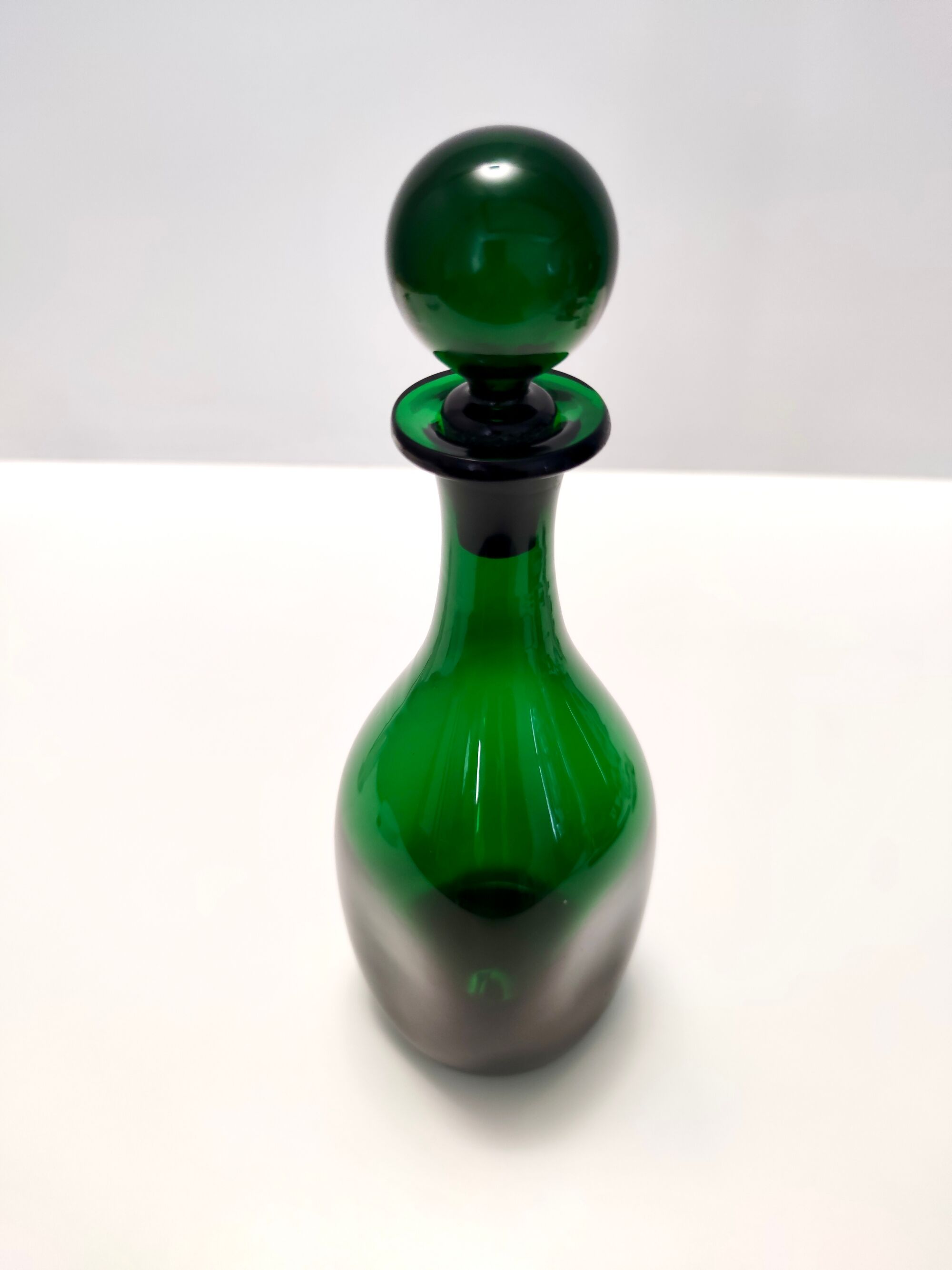 Vintage Green Hand-Blown Glass Bottle, Empoli, Italy