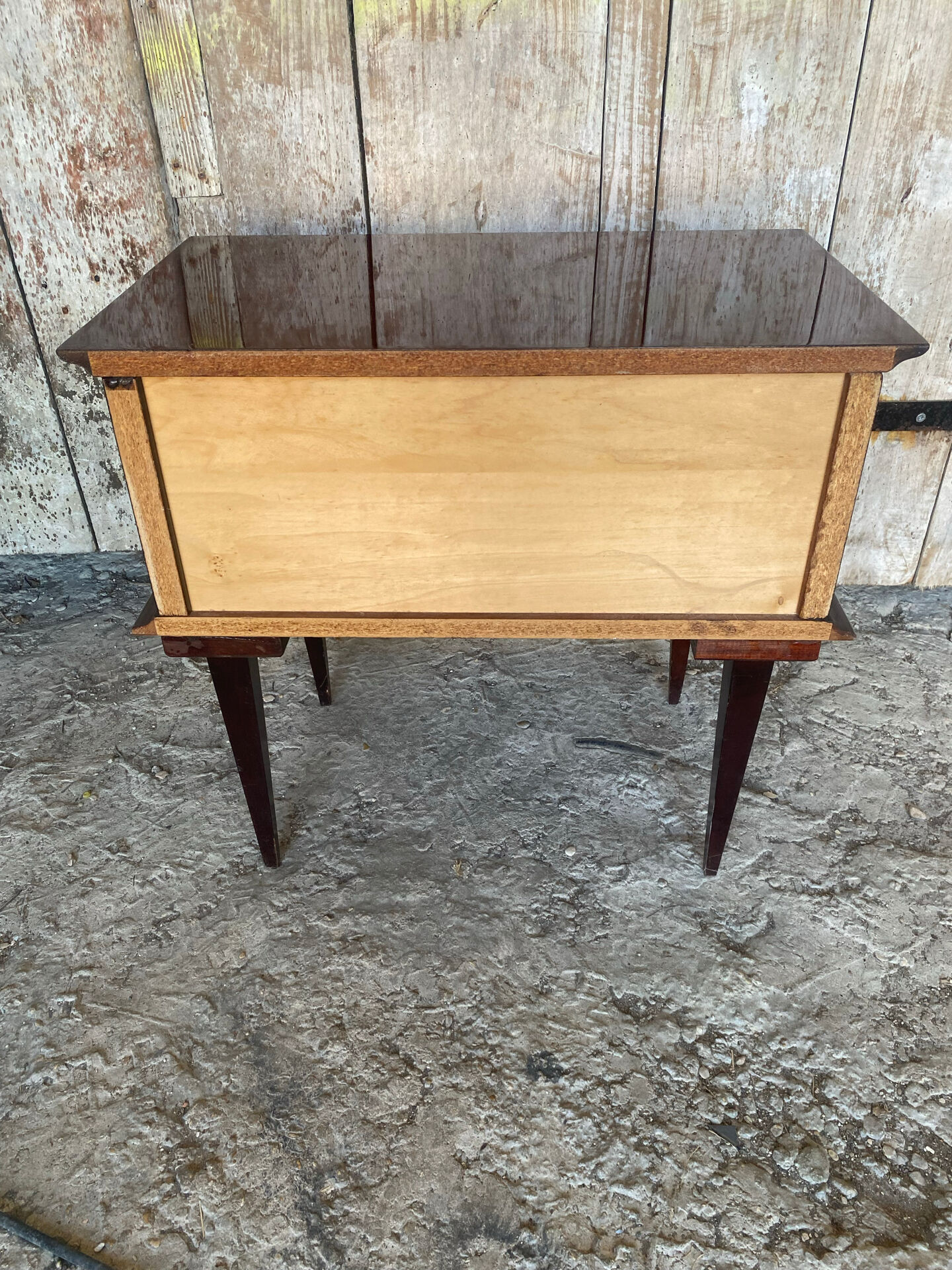 Vintage 1950s-60s Mahogany Veneer Wood Nightstand