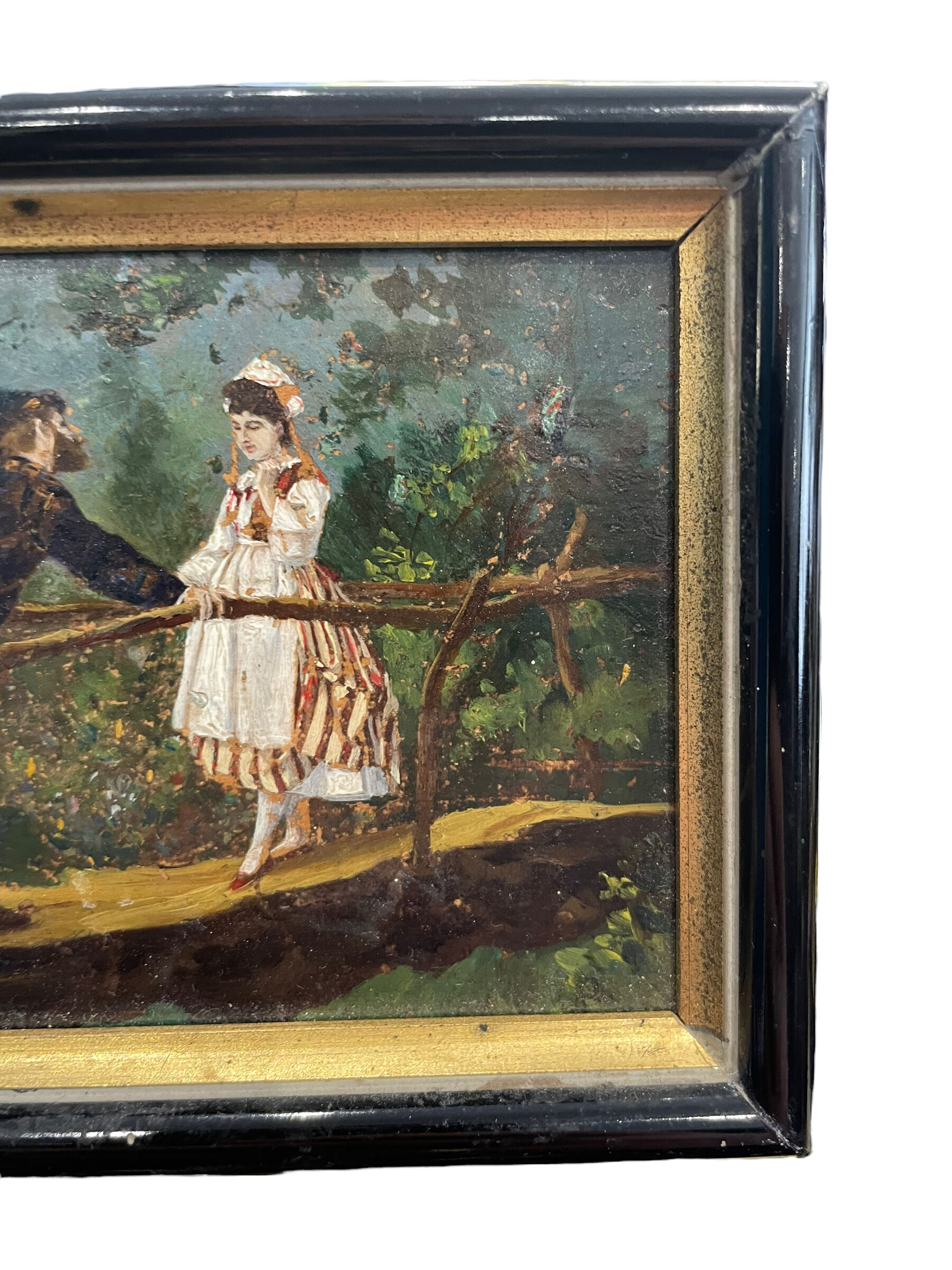 Oil on panel XIXth gallant scene