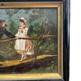 Oil on panel XIXth gallant scene