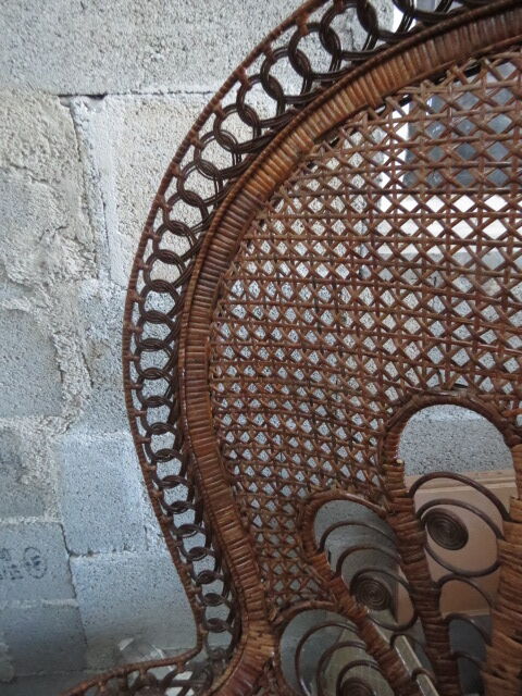 Emmanuelle rattan chair with satin cushions