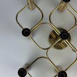 60s 70s 9-bulb ceiling lamp from Leola Leuchten Germany in brass