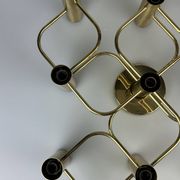 60s 70s 9-bulb ceiling lamp from Leola Leuchten Germany in brass