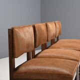 Set of 4 Minimalist Art Deco Dining Chairs in Cowhide, Netherlands, 1940s