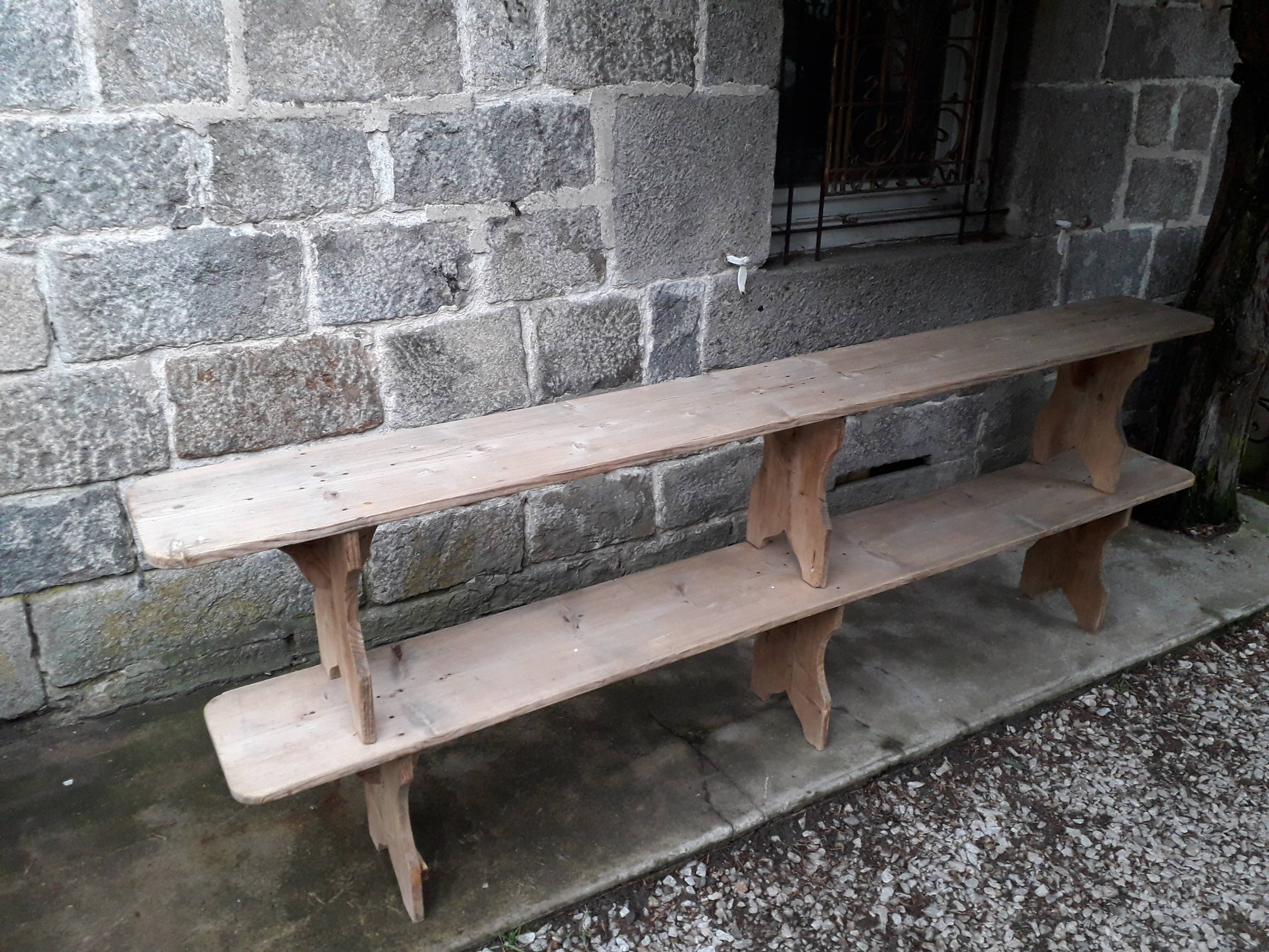Pair of rustic benches 265 cm