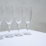 Series of 10 vintage crystal champagne flutes