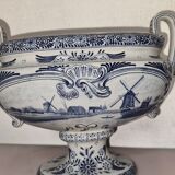 Delft earthenware planter with mill decoration
