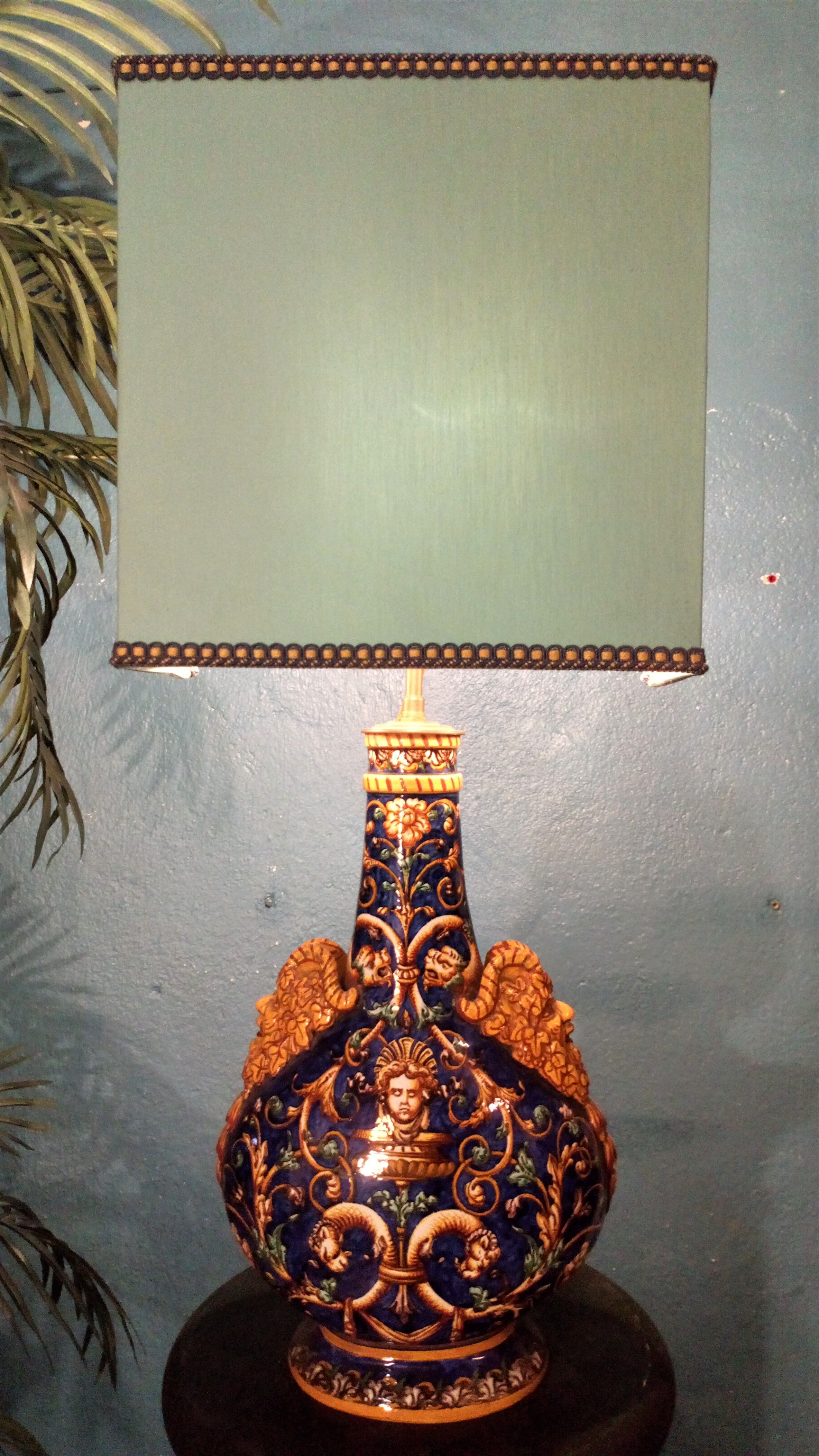 19th century Gien ceramic lamp