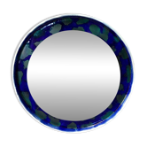 Hand-painted round ceramic art wall mirror, Germany 1960s