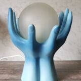 Blue ceramic hand lamp