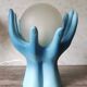 Blue ceramic hand lamp