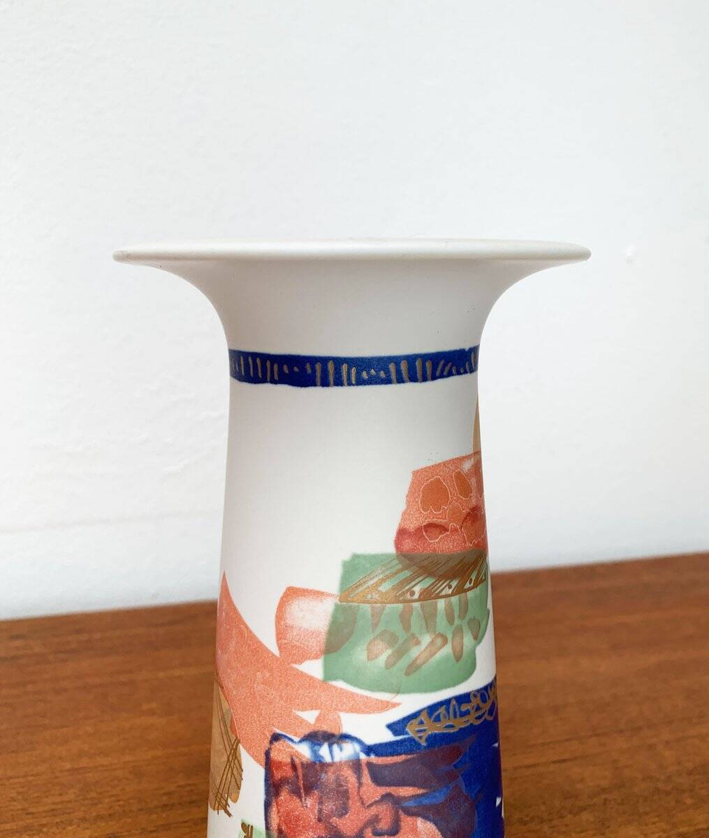 Vintage German ceramic vase Postmodern Alta Mira series by Gilbert Portanier for Rosenthal, 1980s.