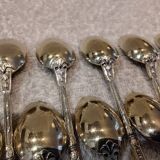 12 gold-plated metal moka spoons with Russian-style handles, 10.6 cm