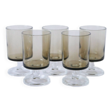 Lot de 5 verres à vin en verre fumé Made in France 1970