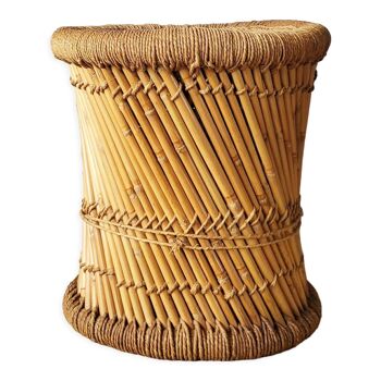 Rattan stool and braided rope 60s