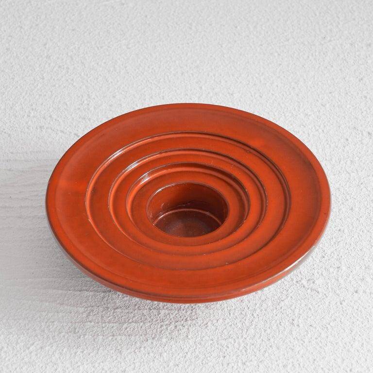 Candle holder or decorative bowl in glazed ceramic, mid-20th century.