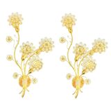 Large Gilt Brass & Crystal Flower Shape Wall Light from Palwa, 1970s