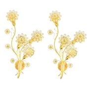 Large Gilt Brass & Crystal Flower Shape Wall Light from Palwa, 1970s