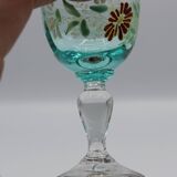 Magnifique service a liqueur en vere bleu emaille legras george sand art no