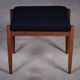 Vintage Teak Stool with Black Fabric, 1960s