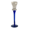 Blue glass candle holder with twisted stem. Candlestick candle
