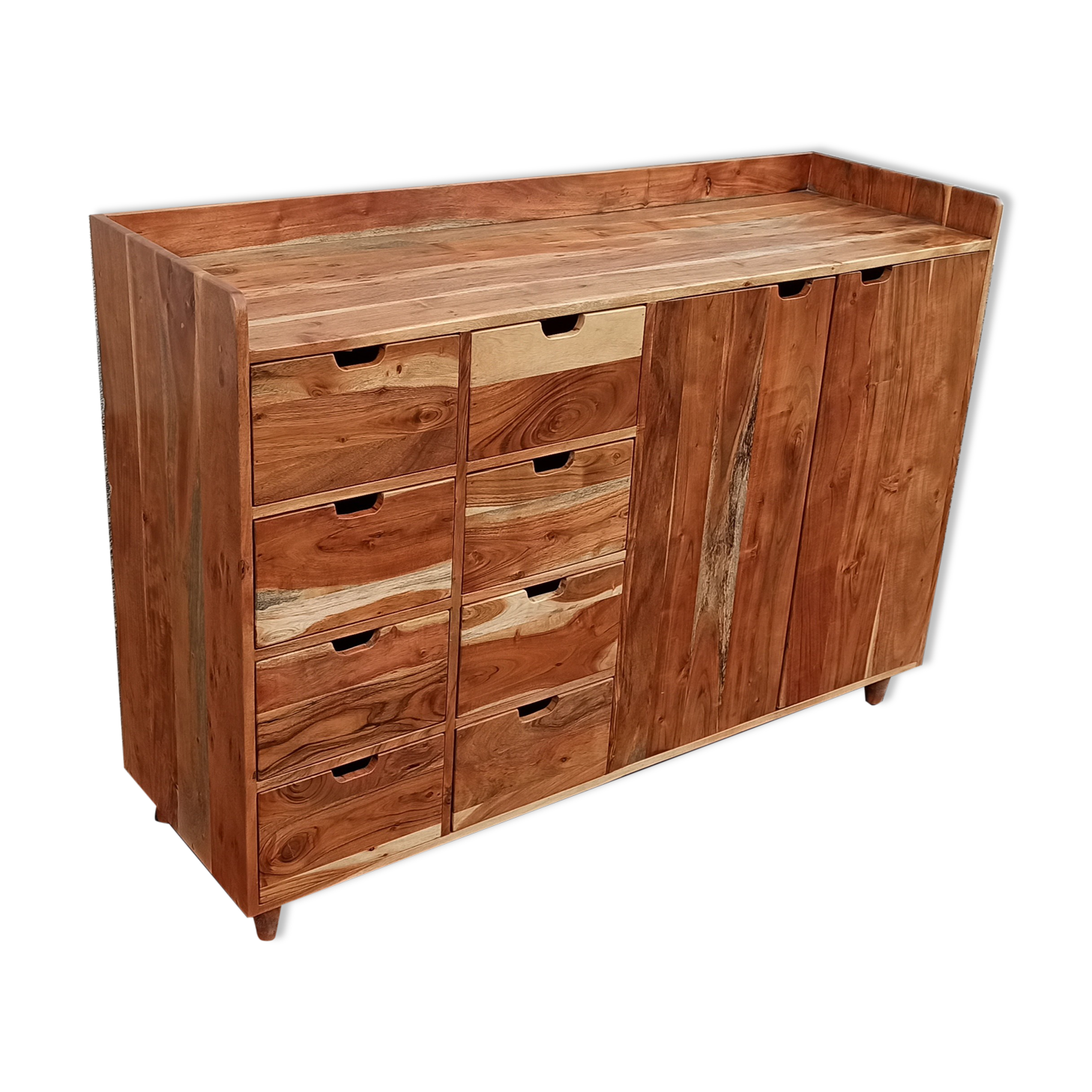 Wooden dresser with 8 drawers and 2 doors