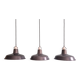 Set of 3 industrial pendant lights in anthracite enameled sheet metal