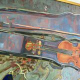 Still life with violin signed