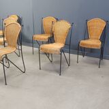 Chaises en osier par Frederick Weinberg, années 1960, lot de 6