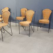 Wicker Chairs by Frederick Weinberg, 1960s, Set of 6