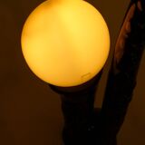 1980' Saxophone lamp in black earthenware & opaline globe