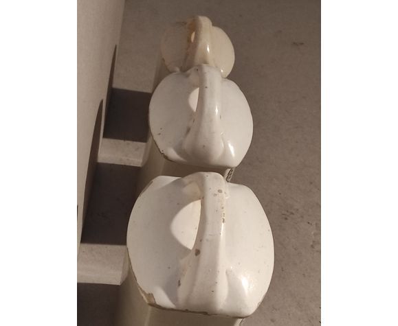 5 old art deco pots in vintage ceramic with spices, flour, pepper, coffee, tea, sugar