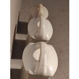 5 old art deco pots in vintage ceramic with spices, flour, pepper, coffee, tea, sugar