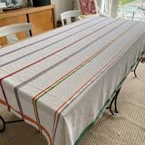 Basque style tablecloth and 12 napkins - 220x146 cm - linen/cotton blend