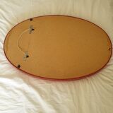 Oval mirror with 70s leather-like coating frame