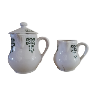 Art Nouveau milk jug and creamer