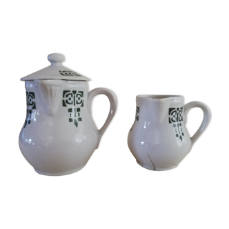 Art Nouveau milk pot and creamer